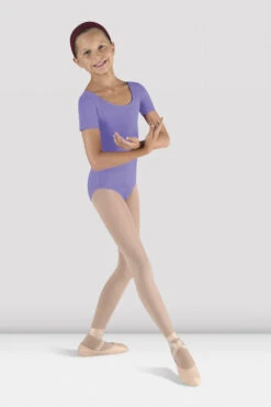 Girls Short Sleeve Round Neck Leotard