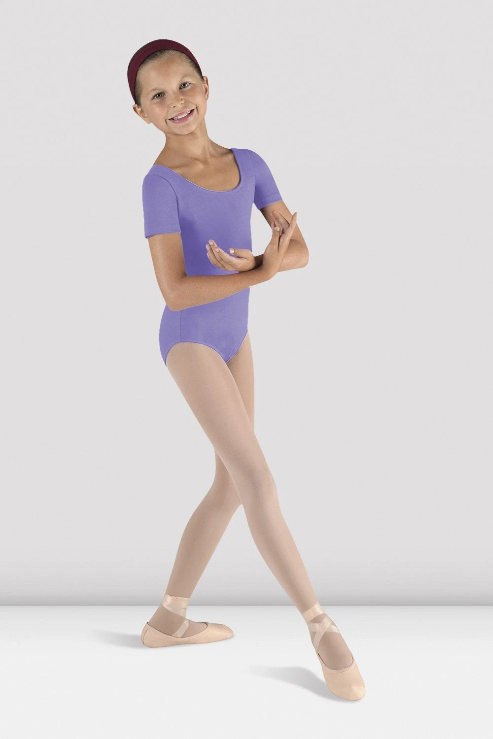 Girls Short Sleeve Round Neck Leotard 1 Girls Short Sleeve Round Neck Leotard